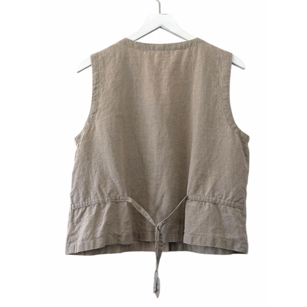 Eileen Fisher Organic Linen Button Front Vest Tank Natural Size Medium - Picture 4 of 8
